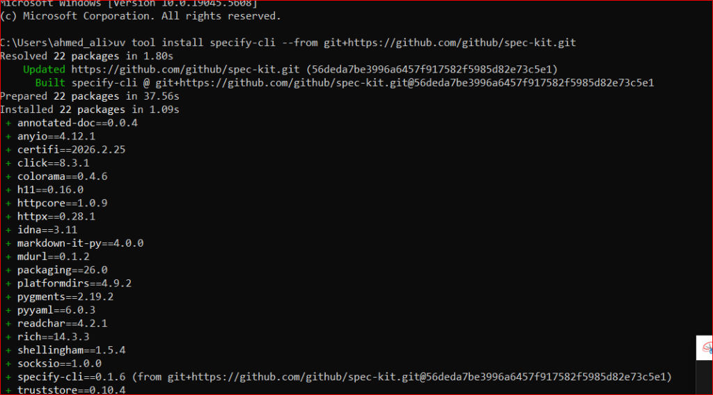 تثبيت أداة GitHub Spec Kit (عبر Specify CLI)