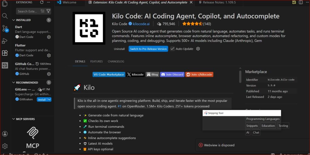 إضافة kilocode.kilo-code في سوق الإضافات