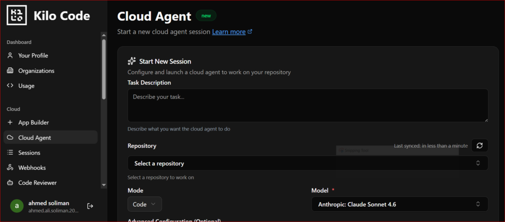 الوكيل السحابي (Cloud Agent) في KILO AI