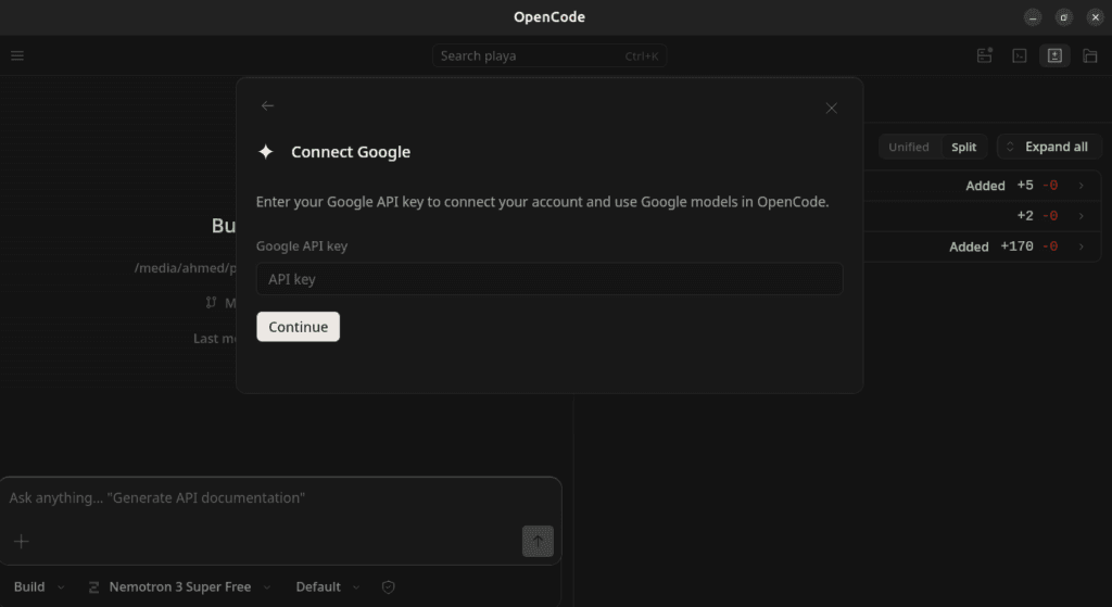 تكوين Gemma 4 مع OpenCode - وضع مفتاح api